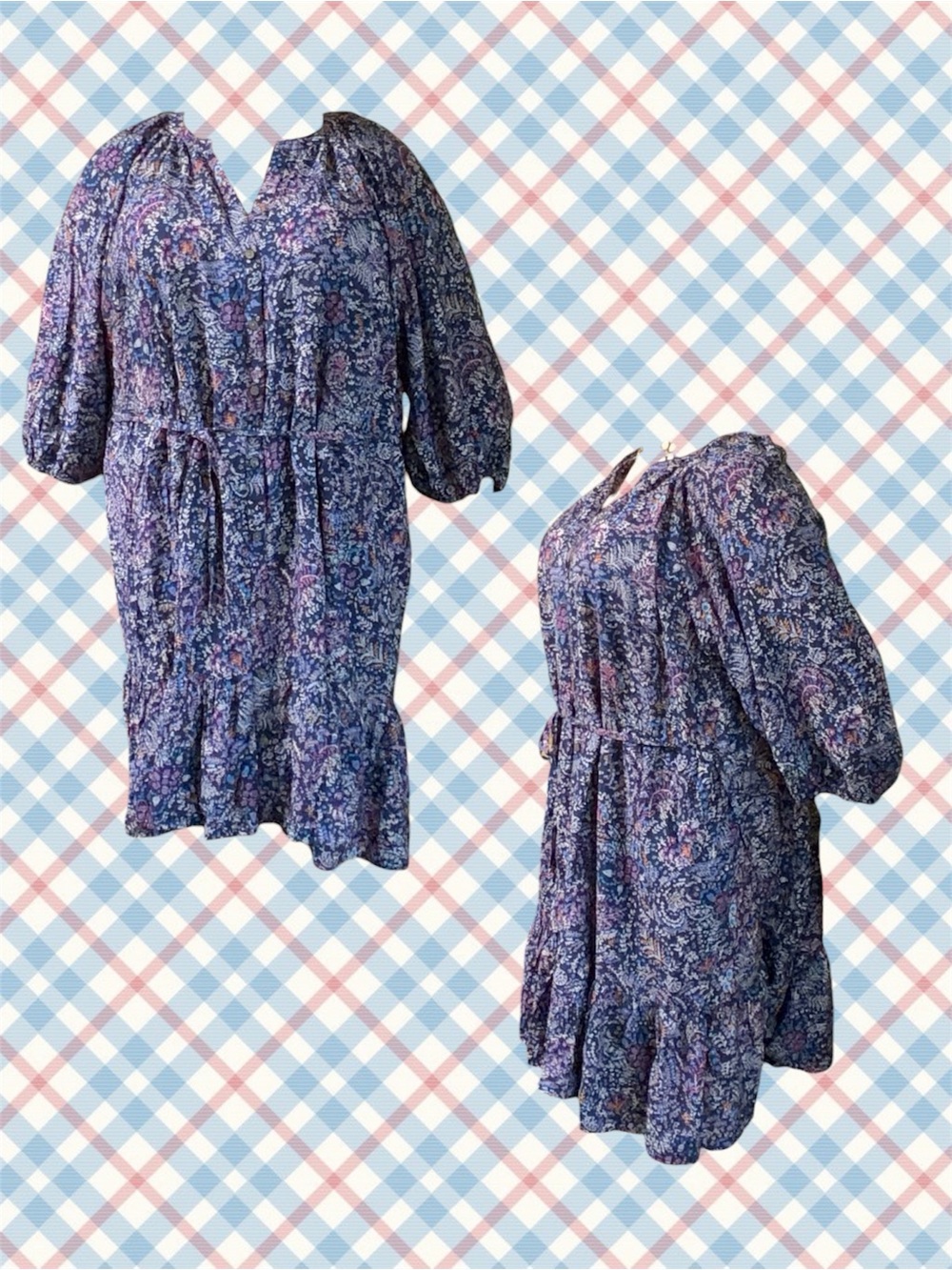 Sonoma Women's 3X Mini Dress in Blue Floral Print